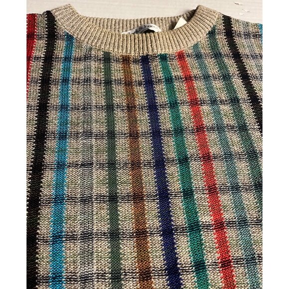 Bullock & Jones Mens Multicolor Plaid L (50) Striped Sweater Made In Italy - Picture 7 of 12